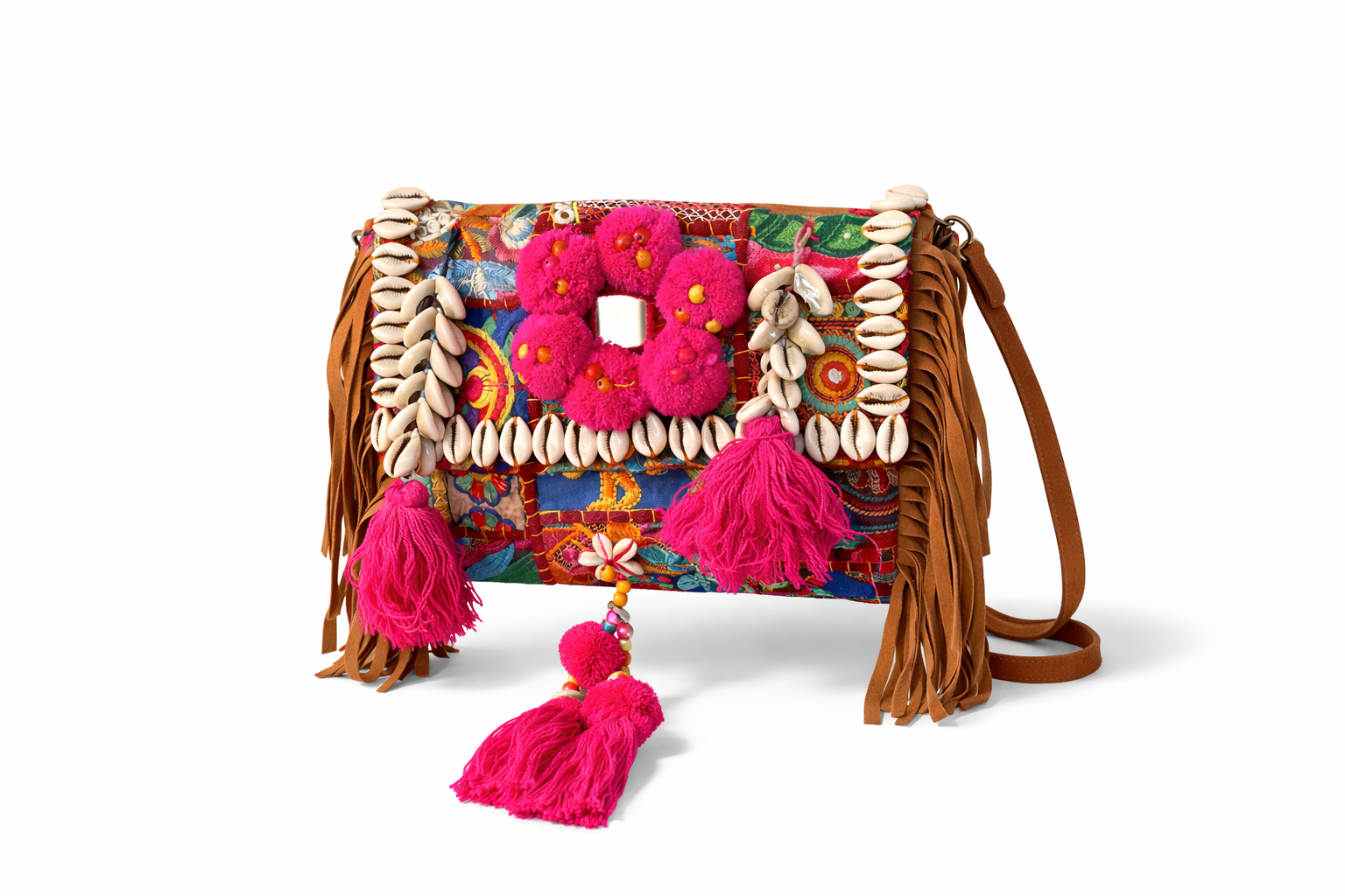 Boho Pom Pom Sling Bag