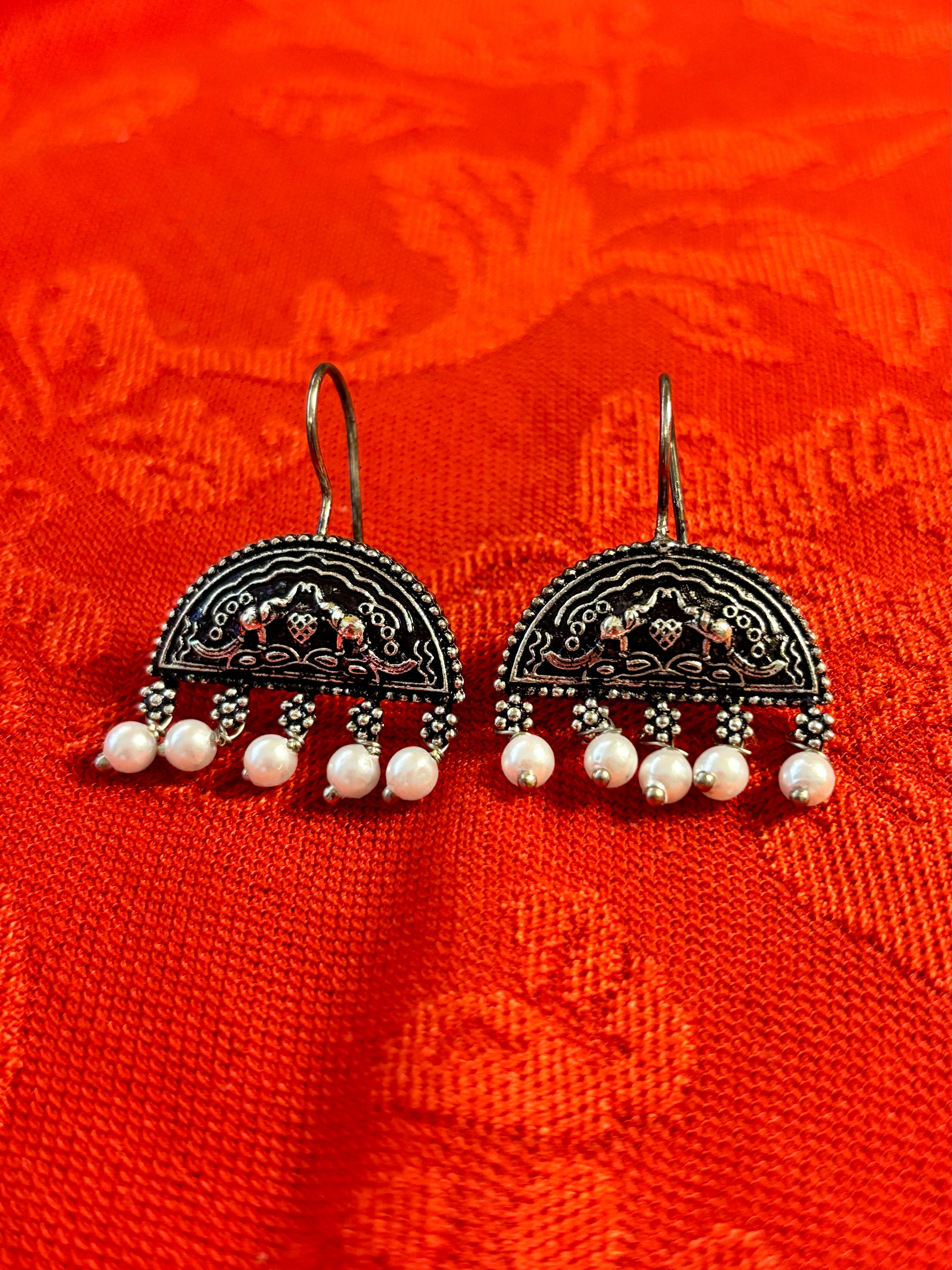 Silver Semi Circle Jhumke