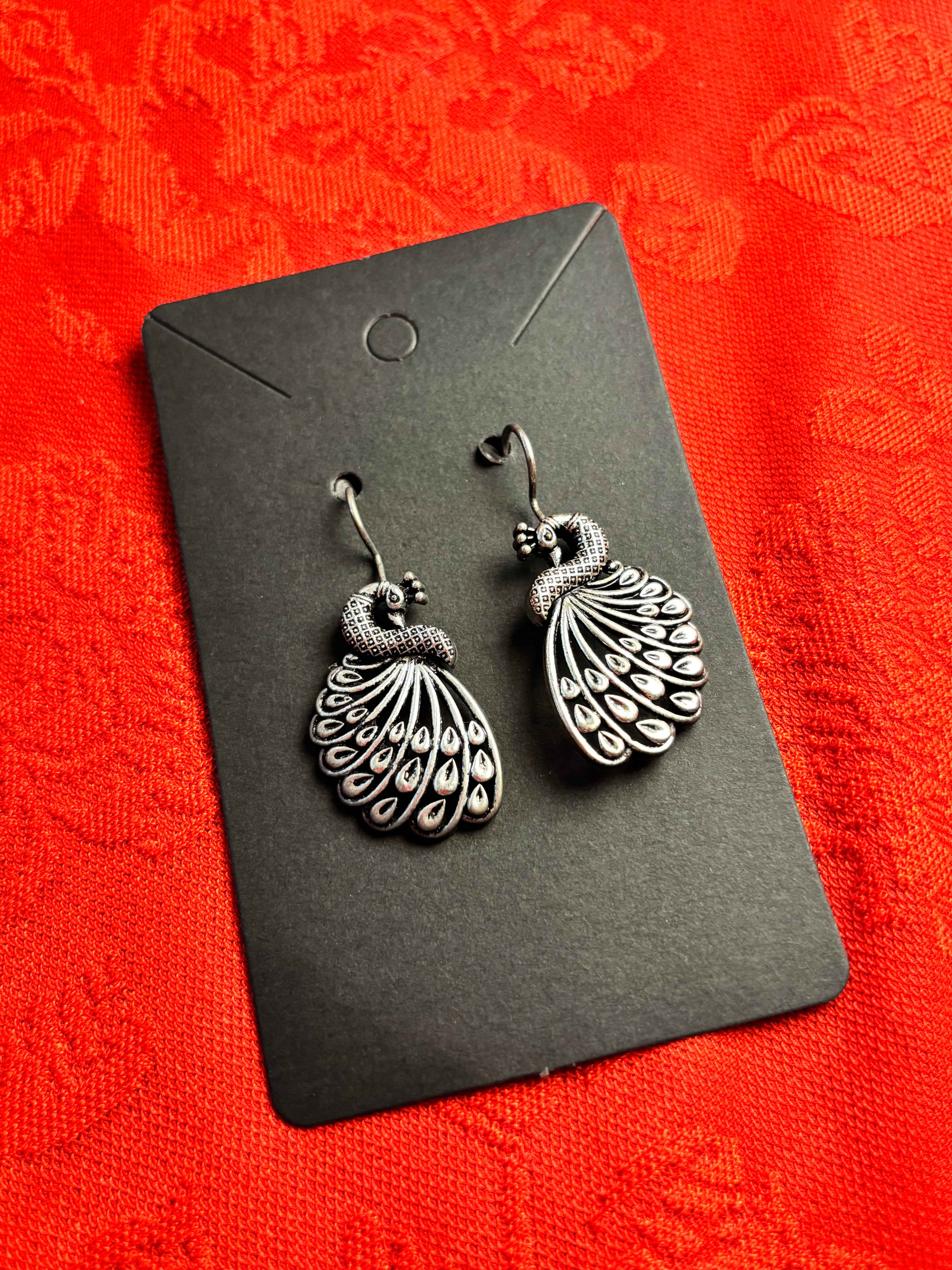 Peacock Oxidised Jhumke