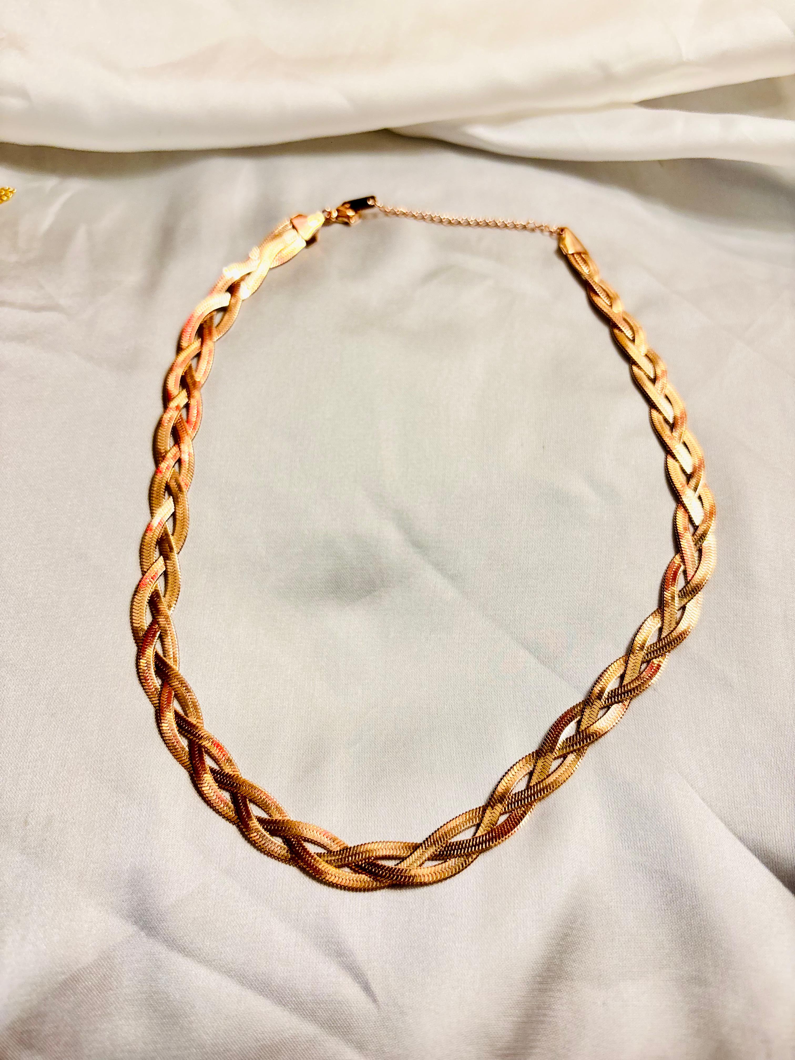 Gold Braided Snake Chain Necklace
