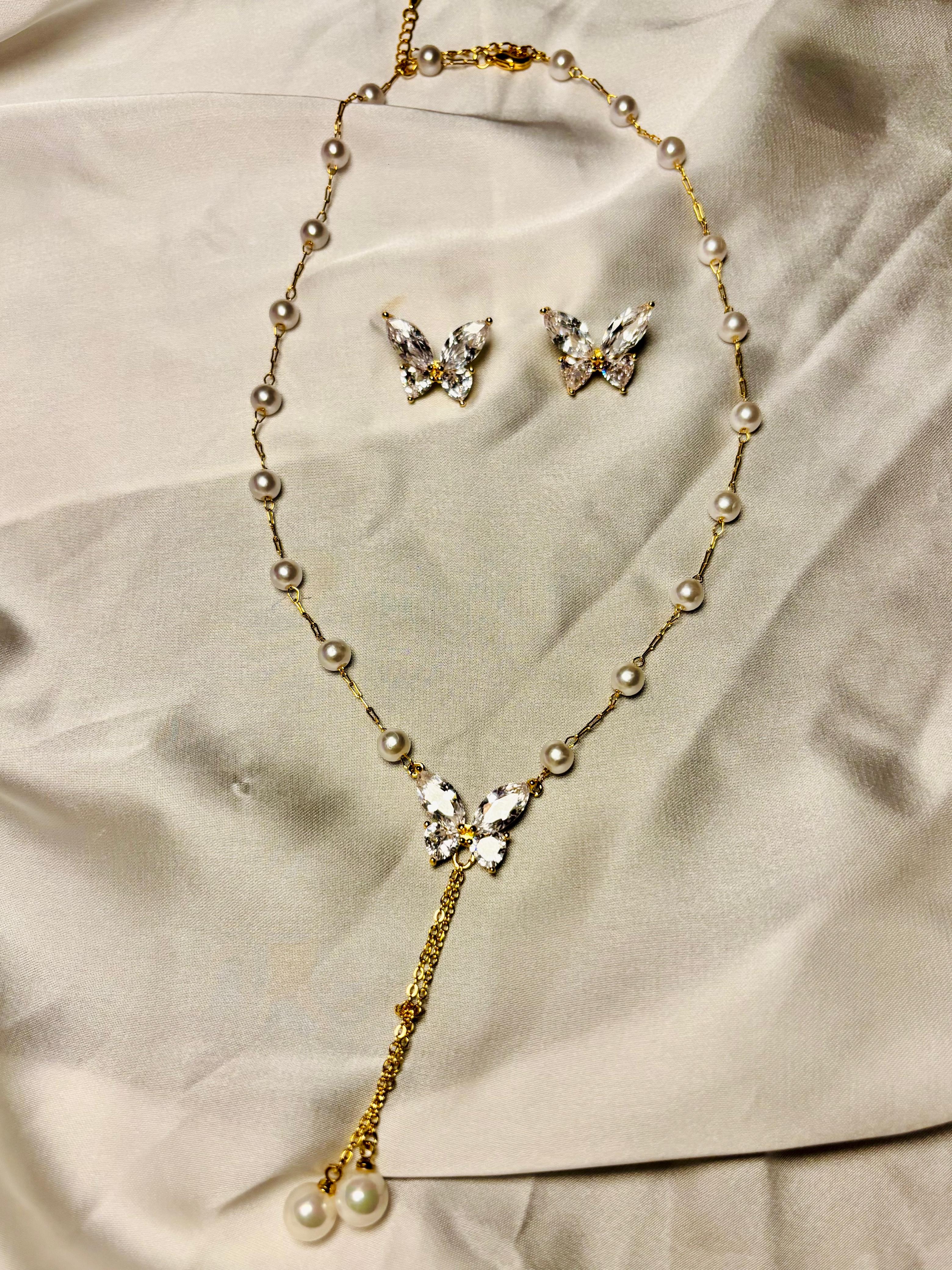 Premium Butterfly Pearl Jewelery Set