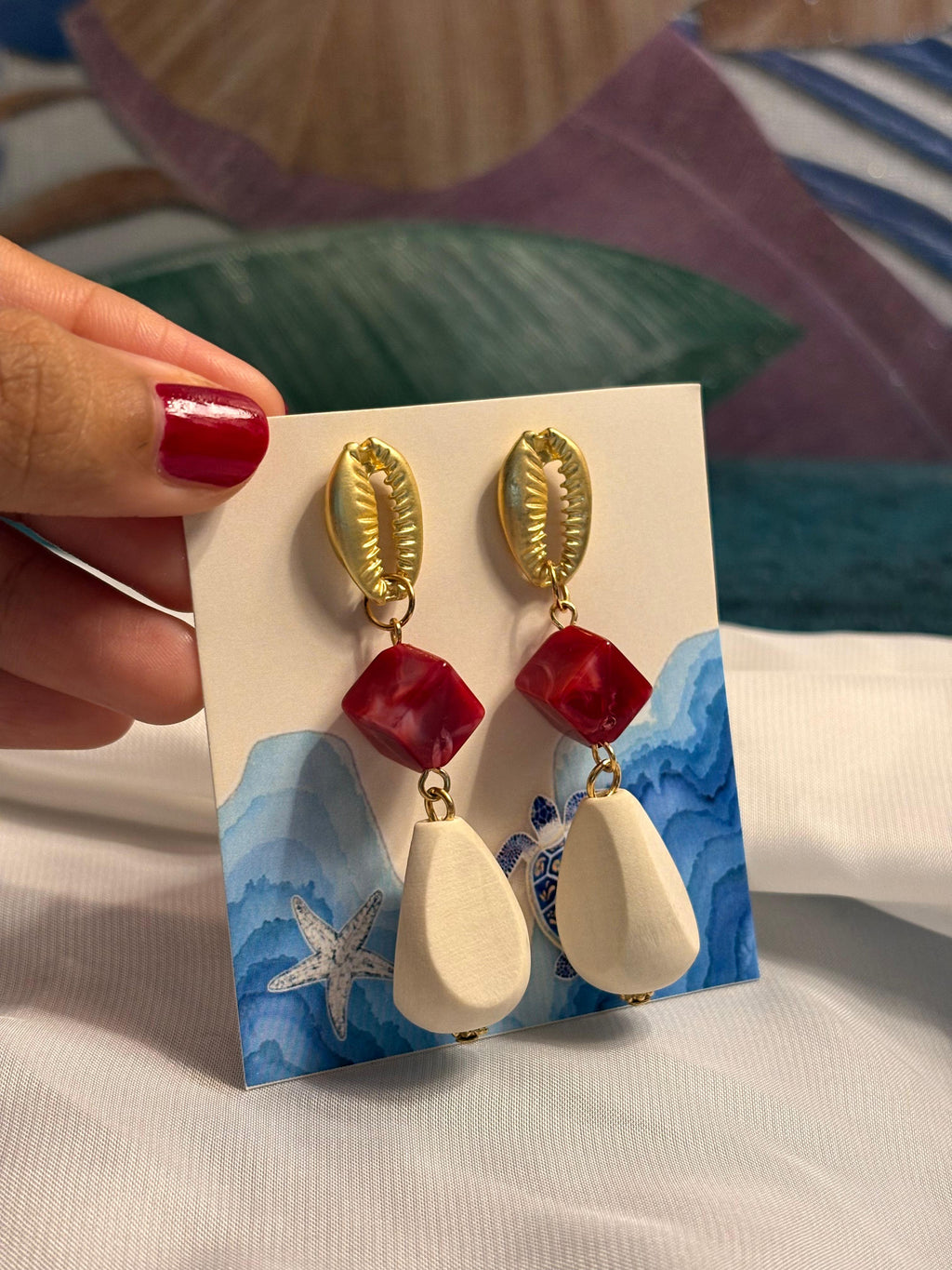 Marina Glow Red Stone Earrings
