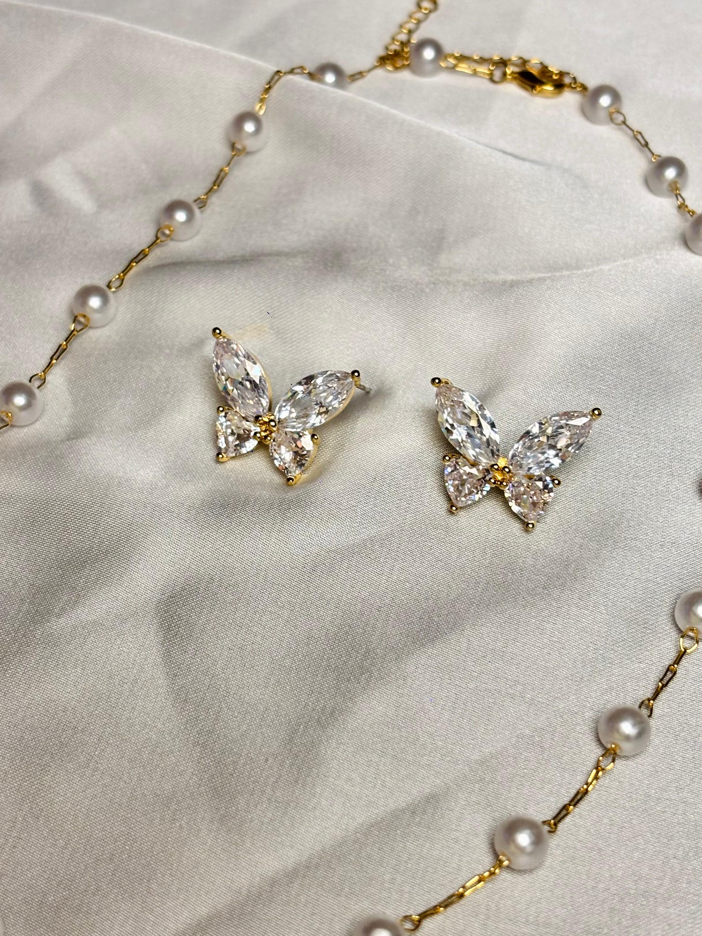 Premium Butterfly Pearl Jewelery Set